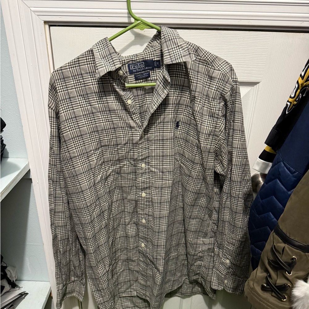 Ralph Lauren Men's Gray Plaid Button Down Shirt